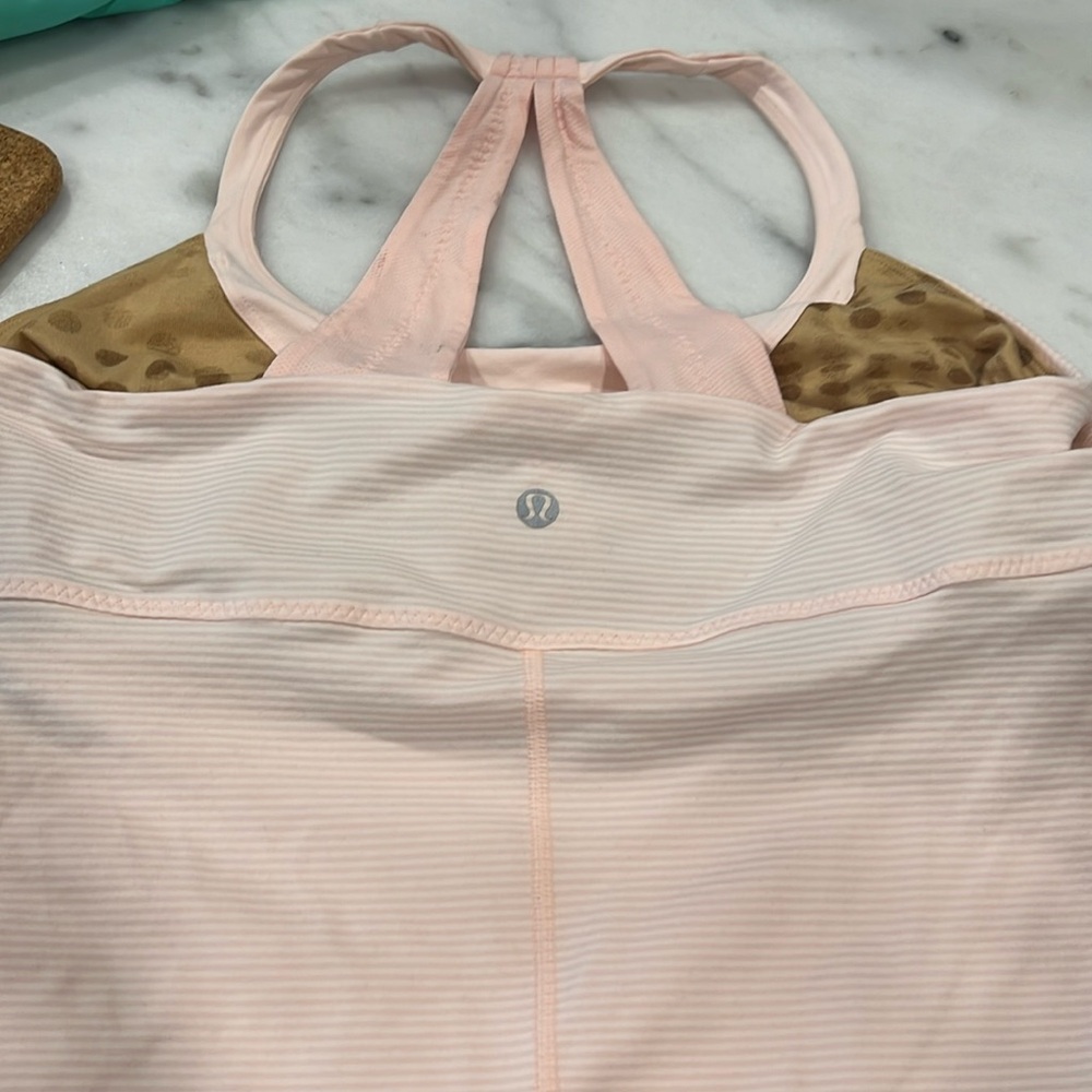 Brand new  lululemon tank top  light pink with bra support